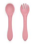 Petite&Mars Take&Match Silicone Cutlery tacâmuri Dusty Rose 6 m+ 2 buc