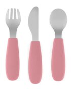 Petite&Mars Take&Match Stainless Steel Cutlery Set tacâmuri pentru copii Dusty Rose 12m+ 3 buc