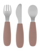 Petite&Mars Take&Match Stainless Steel Cutlery Set tacâmuri pentru copii Velvet Latte 12m+ 3 buc