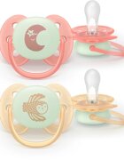 Philips Avent Ultrasoft Night SCF094/02 0-6m suzetă Neutral 2 buc