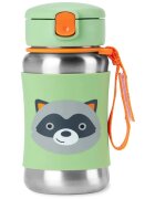 Skip Hop Spark Style Straw Bottle sticlă inoxidabilă pentru apă cu pai Racoon 12 m+ 1 buc