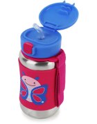Skip Hop Zoo Straw Bottle sticlă inoxidabilă pentru apă cu pai Butterfly 12 m+ 1 buc
