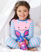 Skip Hop Zoo Straw Bottle sticlă inoxidabilă pentru apă cu pai Butterfly 12 m+ 1 buc