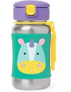 Skip Hop Zoo Straw Bottle sticlă inoxidabilă pentru apă cu pai Unicorn 12 m+ 1 buc