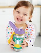 Skip Hop Zoo Straw Bottle sticlă inoxidabilă pentru apă cu pai Unicorn 12 m+ 1 buc