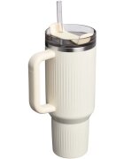 Stanley Quencher H2.O FlowState™ Fluted Tumbler pahar din oțel inoxidabil cu pai mare Cream Gloss 1 buc