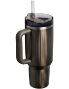 Stanley Quencher H2.O FlowState™ Fluted Tumbler pahar din oțel inoxidabil cu pai mare Gunmetal Shine 1 buc