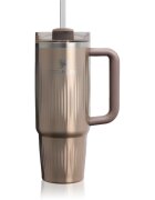 Stanley Quencher H2.O FlowState™ Fluted Tumbler pahar din oțel inoxidabil cu pai medium Pale Gold Shine 1 buc