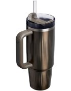 Stanley Quencher H2.O Fluted Tumbler pahar din oțel inoxidabil cu pai mare gunmetal shine 1 buc