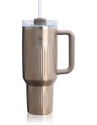 Stanley Quencher H2.O Fluted Tumbler pahar din oțel inoxidabil cu pai mare Pale Gold Shine 1 buc
