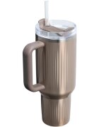Stanley Quencher H2.O Fluted Tumbler pahar din oțel inoxidabil cu pai mare Pale Gold Shine 1 buc