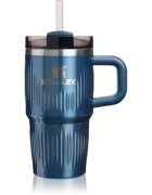 Stanley Quencher H2.O Fluted Tumbler pahar din oțel inoxidabil cu pai mic Glacial Blue Shine 1 buc