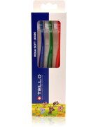 TELLO Kids 10400 Mega Soft periuțe de dinți pentru copii 2-7 3 buc