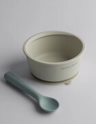 Tommee Tippee EasiStick™ Silicone Bowl & Spoon bol din silicon cu ventuză 4m+ Green 1 buc