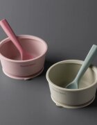 Tommee Tippee EasiStick™ Silicone Bowl & Spoon bol din silicon cu ventuză 4m+ Pink 1 buc