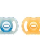 Tommee Tippee Ultra Light Night suzetă 6-18m Orange/ Blue 2 buc