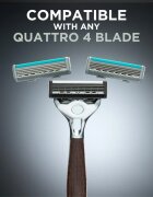 Wilkinson Sword Quattro Essential 4 Titanium Vintage Aparat de ras + rezervă lame 5 pc