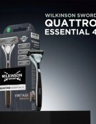 Wilkinson Sword Quattro Essential 4 Titanium Vintage Aparat de ras + rezervă lame 5 pc