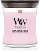 Woodwick Cherry Blossom & Vanilla lumânare parfumată cu fitil din lemn 85 g