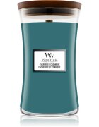 Woodwick Evergreen Cashmere lumânare parfumată cu fitil din lemn 610 g