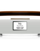 Woodwick Lavender & Cedar lumânare parfumată cu fitil din lemn (hearthwick) 453.6 g