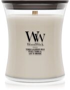Woodwick Tonka & Almond Milk lumânare parfumată cu fitil din lemn 275 g