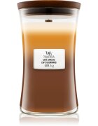 Woodwick Trilogy Café Sweets lumânare parfumată cu fitil din lemn 609.5 g