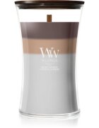 Woodwick Trilogy Radiant Cashmere lumânare parfumată cu fitil din lemn 610 g