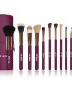 Zoë Ayla 12 Piece Makeup Brush Set Dark Plum set de pensule cu husă