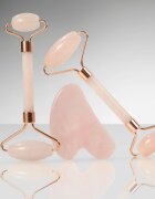 Zoë Ayla Rose Quartz Facial Roller And Gua Sha Tool set cadou faciale