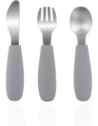 Zopa Silicone Children's Cutlery tacâmuri pentru copii 6 m+ Dove Grey 3 buc