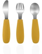 Zopa Silicone Children's Cutlery tacâmuri pentru copii 6 m+ Mustard Yellow 3 buc