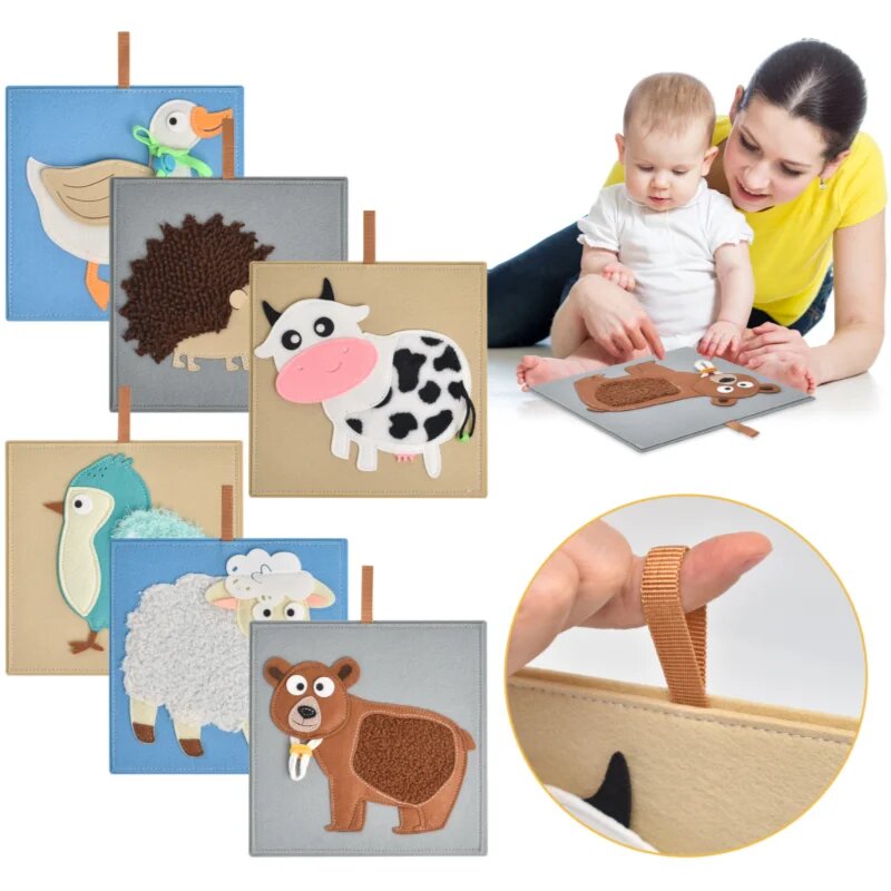 2Kids Toys Sensory Pictures Animals carte cu imagini 6 buc