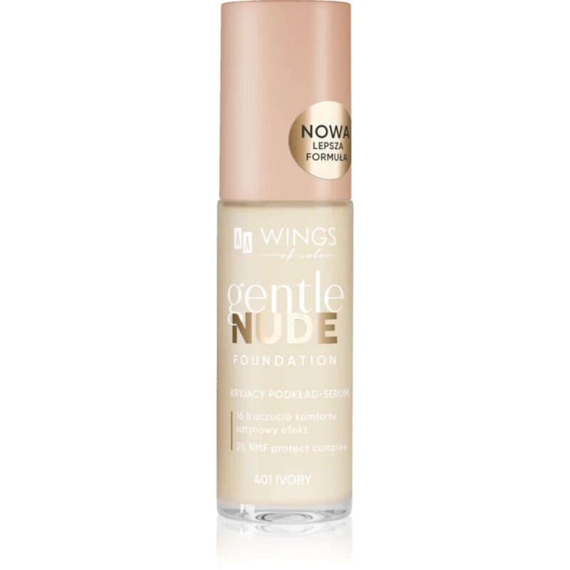AA Wings of Color Gentle Nude Foundation fond de ten lichid cu efect de hidratare culoare 401 Ivory 30 ml