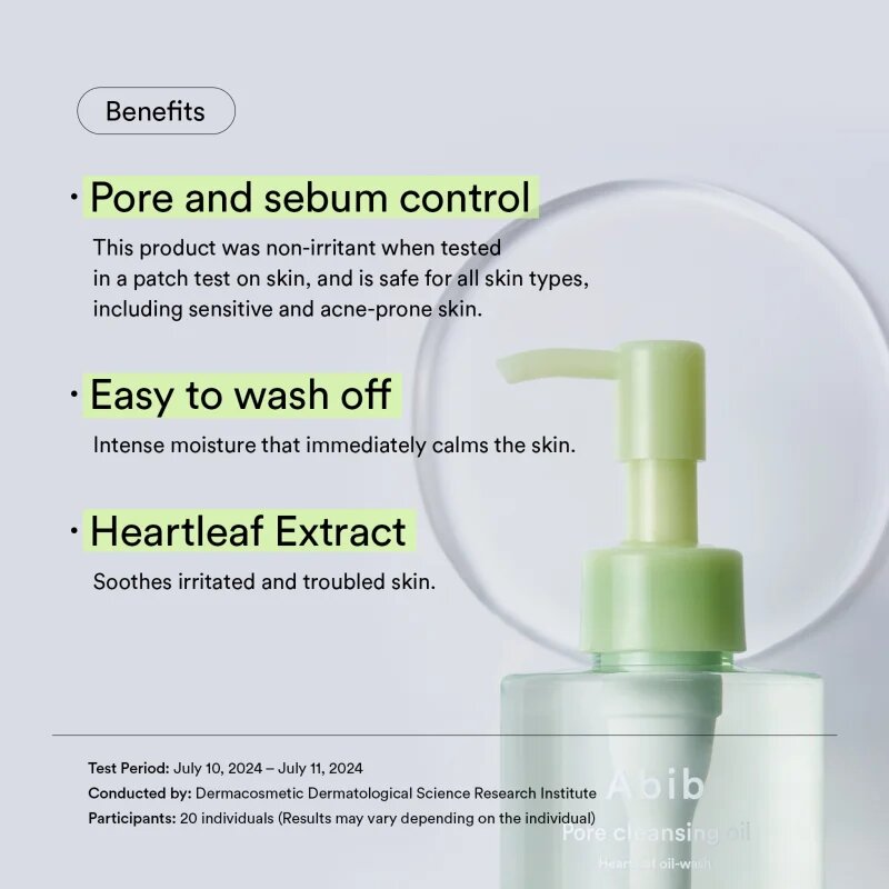 Abib Heartleaf Pore Cleansing Oil-wash ulei de curățare blând cu efect calmant 200 ml