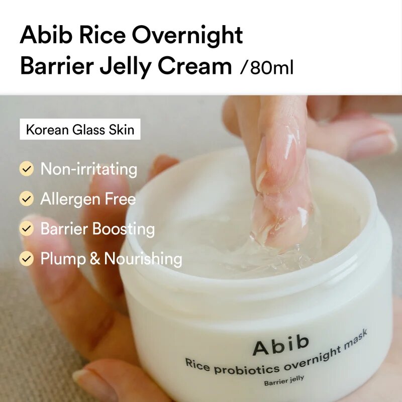 Abib Rice Probiotics Overnight Mask Barrier Jelly masca faciala de noapte pentru hidratare intensa 80 ml