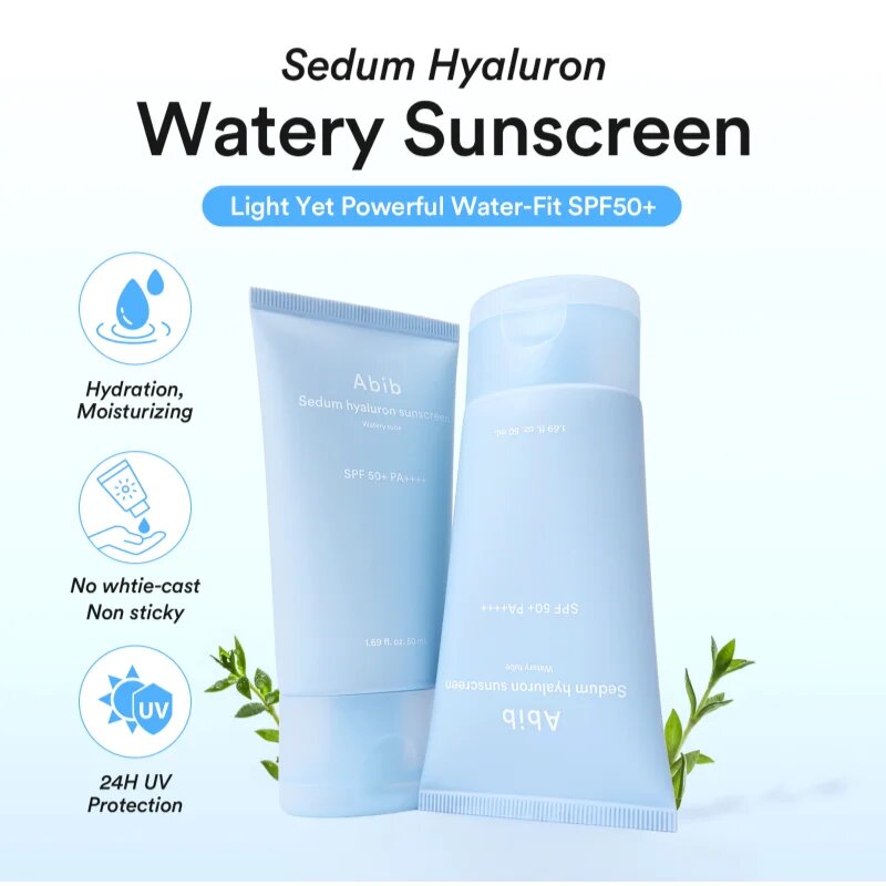 Abib Sedum Hyaluron Watery Tube Sunscreen crema de soare pentru fata cu efect calmant SPF 50+ 50 ml