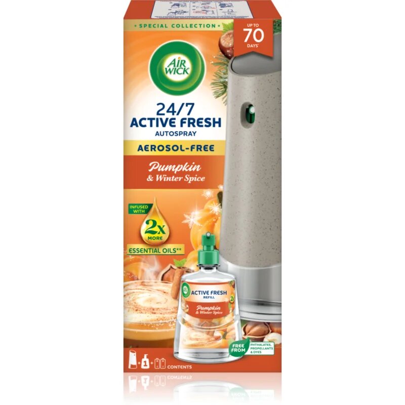 Air Wick Active Fresh Pumpkin & Winter Spice odorizant de aer automat cu reîncărcare 228 ml