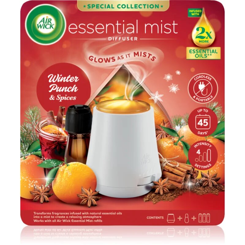 Air Wick Essential Mist Winter Punch & Spices aroma difuzor cu rezervã + baterie 20 ml