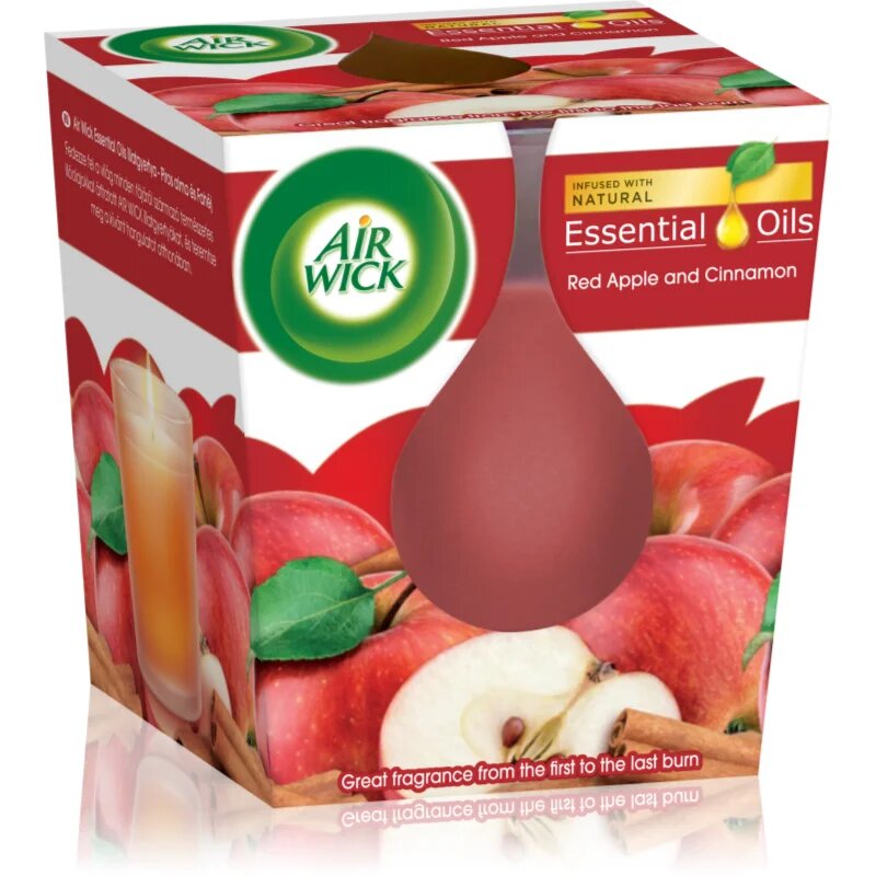 Air Wick Essential Oils Apple & Cinnamon lumânare parfumată 105 g