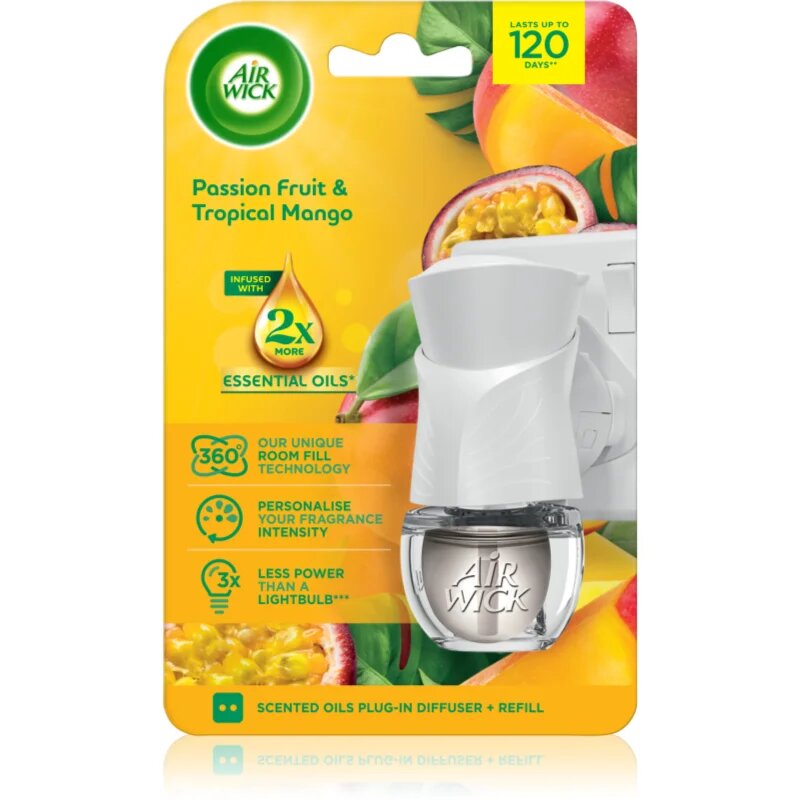 Air Wick Essential Oils Electric Passion Fruit & Tropical Mango odorizant electric cu rezervã 19 ml