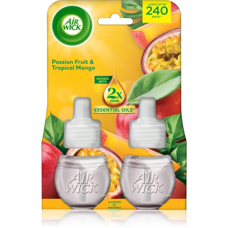 Air Wick Essential Oils Passion Fruit & Tropical Mango rezervă pentru difuzorul electric 2x19 ml