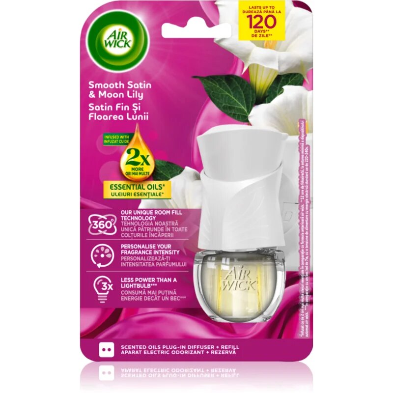 Air Wick Essential Oils Smooth Satin & Moon Lily odorizant electric cu rezervã 19 ml