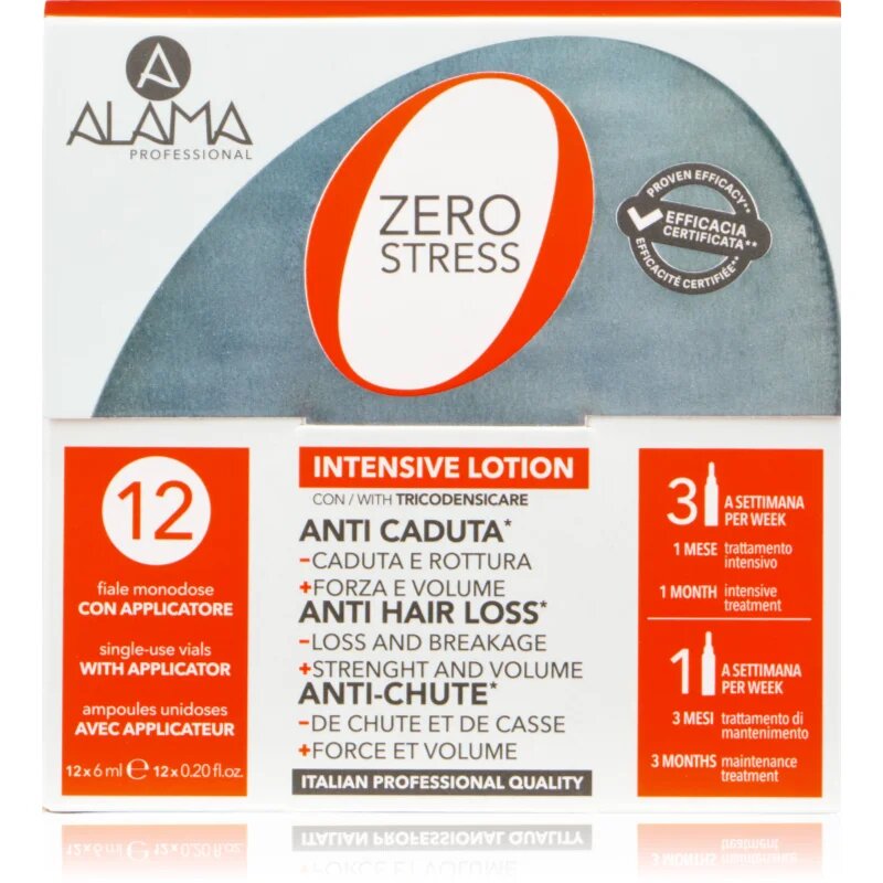 Alama Professional Zero Stress Intensive Hair Loss Lotion fiole impotriva caderii parului 12x6 ml
