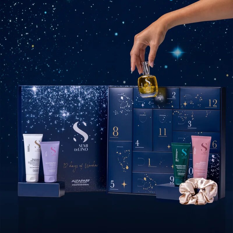 Alfaparf Milano Semi di Lino Advent Calendar Calendar de Crăciun pentru frumusețea părului și a pielii