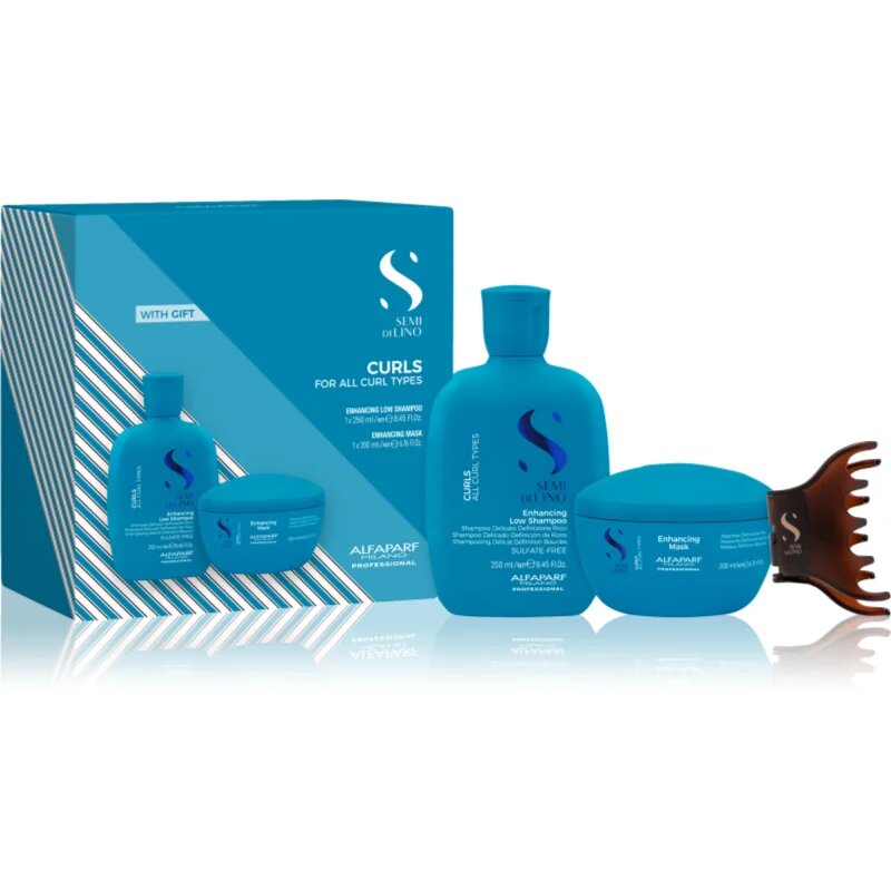 Alfaparf Milano Semi Di Lino Curls Duo Kit set cadou pentru toate tipurile de păr creț 3 buc