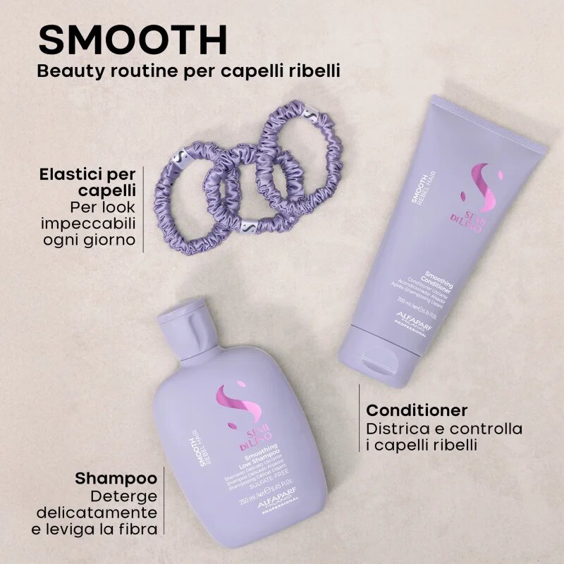 Alfaparf Milano Semi di Lino Smooth Duo Kit set cadou pentru par indisciplinat 3 buc