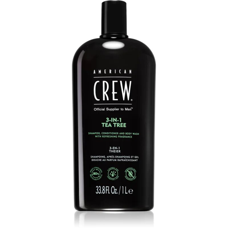 American Crew Hair & Body 3-IN-1 Tea Tree sampon balsam si gel de dus 3in1 pentru barbati 1000 ml