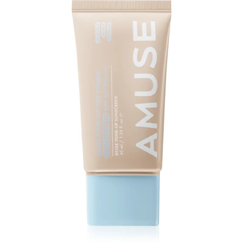 AMUSE Beige Tone-Up 365 Vegan Sunscreen fluid pentru tonifierea bronzului pentru uniformizarea nuantei tenului SPF 50+ 40 ml