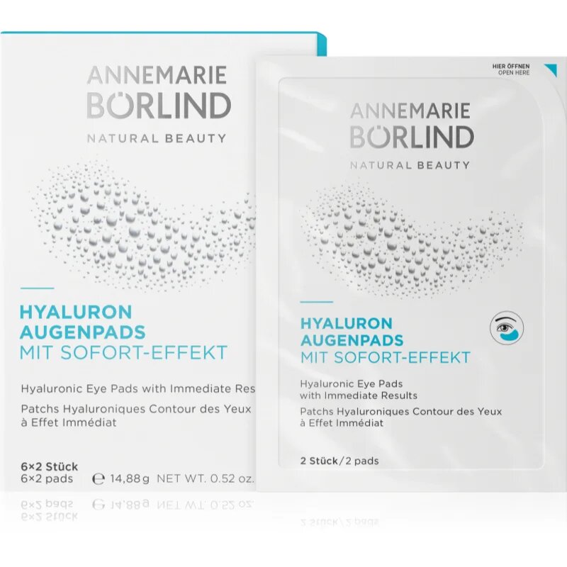 ANNEMARIE BÖRLIND EYES & LIPS Eye Pads mască hialuronică hidratantă pentru zona ochilor 6x2 buc